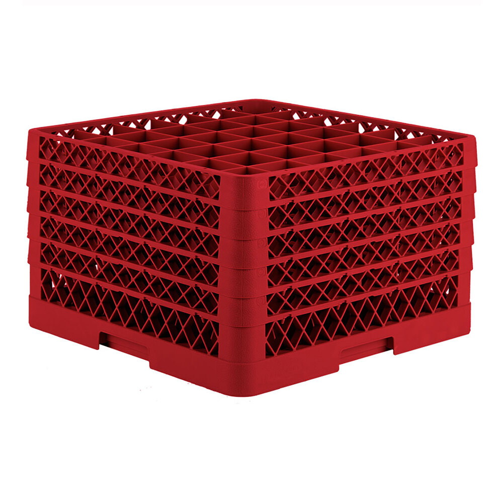 Vollrath TR7CCCCC Traex® Full-Size Red 36-Compartment 11" Glass Rack