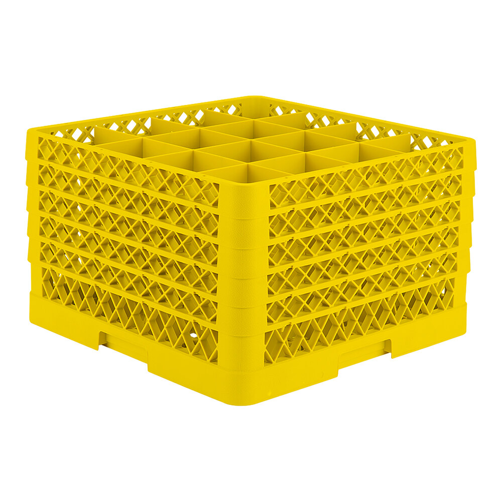 Vollrath TR8DDDDD Traex® Full-Size Yellow 16-Compartment 11" Glass Rack