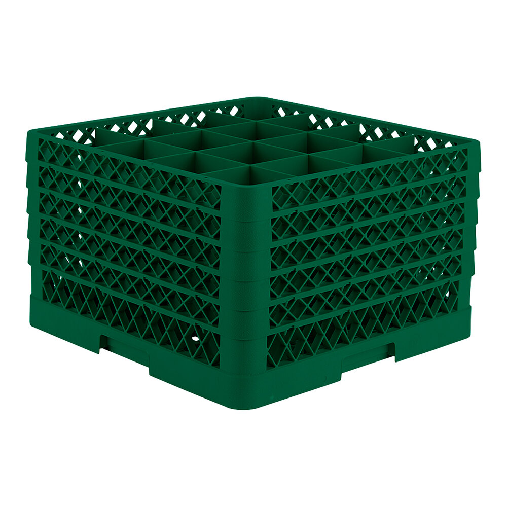 Vollrath TR8DDDDD Traex® Full-Size Green 16-Compartment 11" Glass Rack