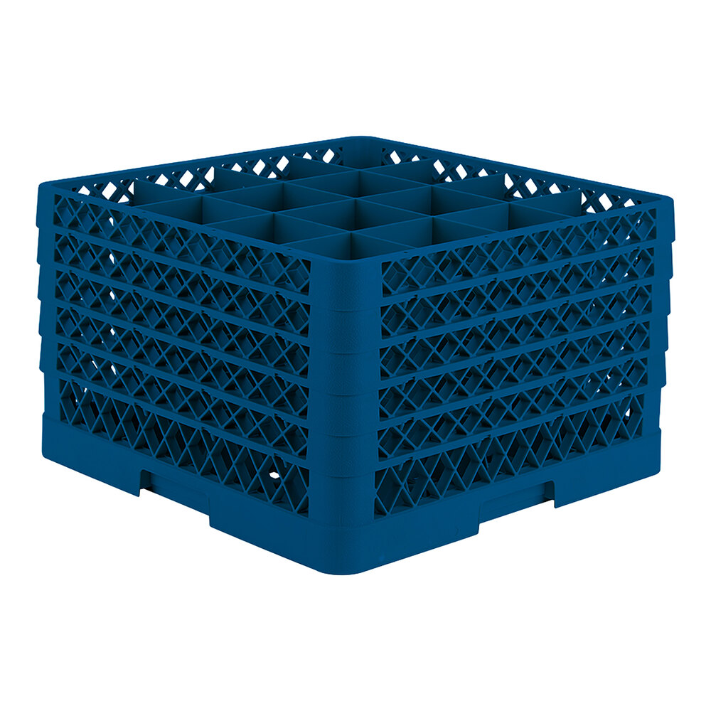 Vollrath TR8DDDDD Traex® Full-Size Royal Blue 16-Compartment 11" Glass Rack