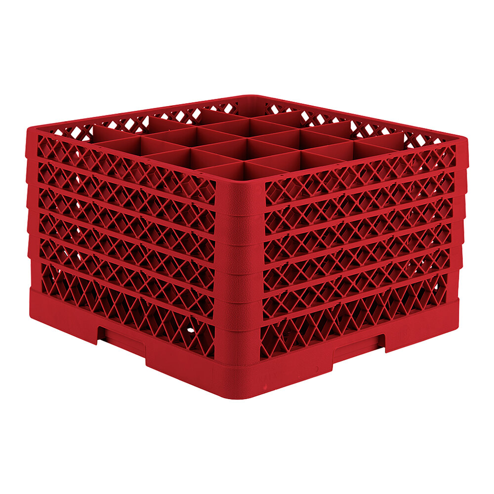 Vollrath TR8DDDDD Traex® Full-Size Red 16-Compartment 11" Glass Rack
