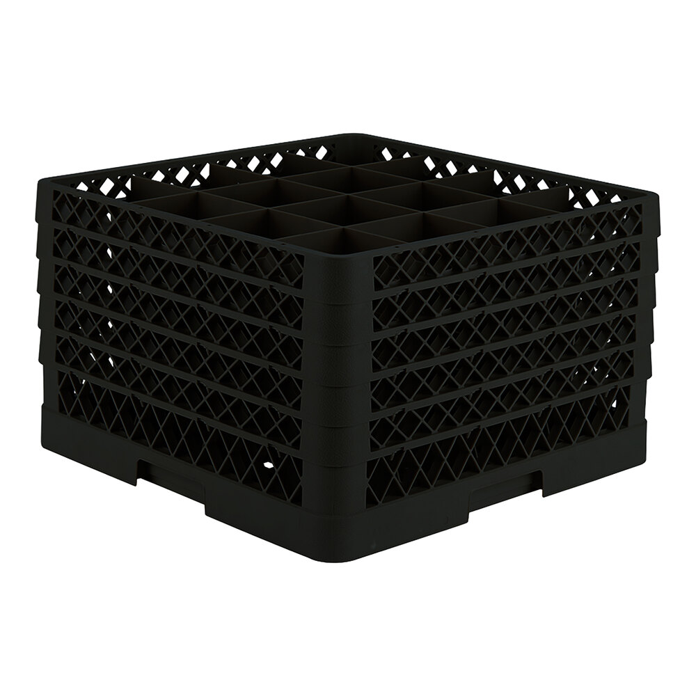 Vollrath TR8DDDDD Traex® Full-Size Black 16-Compartment 11" Glass Rack