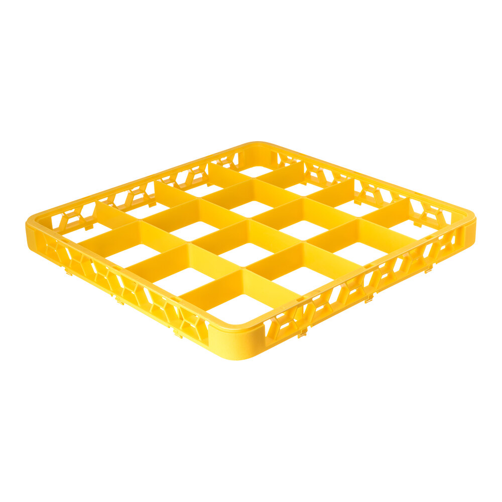Carlisle OptiClean 16 Compartment Yellow Color-Coded Glass Rack Extender RE16C04