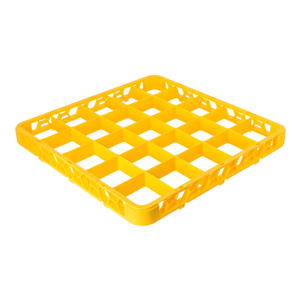 Carlisle RE25C04 OptiClean 25 Compartment Yellow Color-Coded Glass Rack Extender