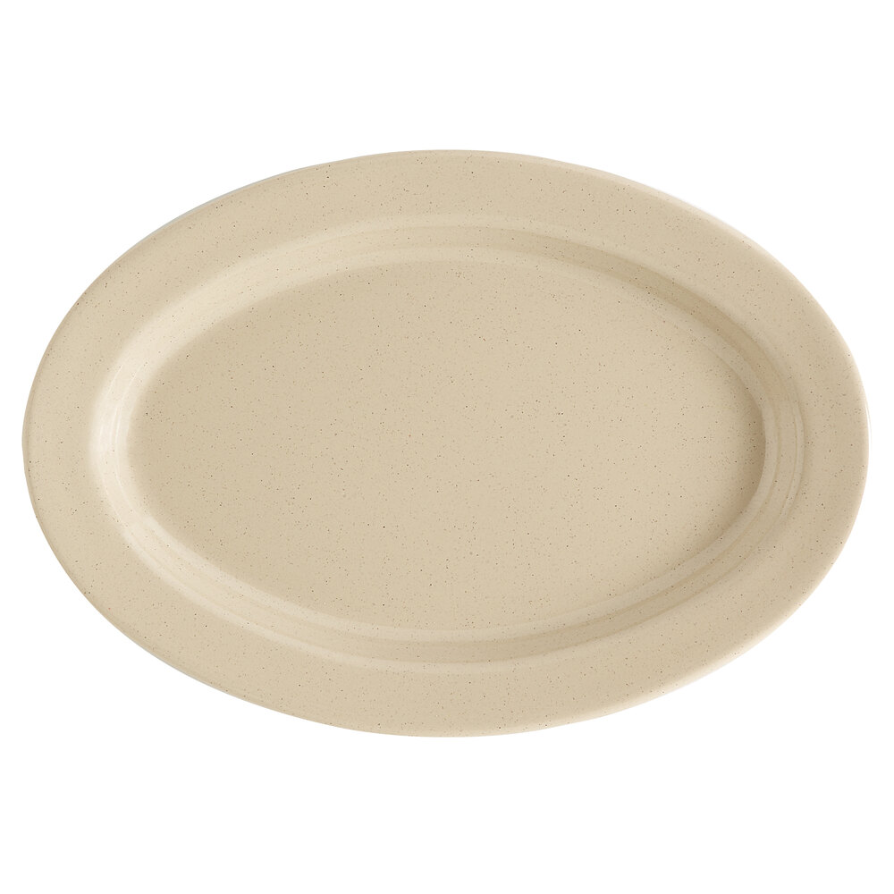 GET OP-115-S 11 1/2" x 8" Tahoe Oval Sandstone Platter - 24/Case