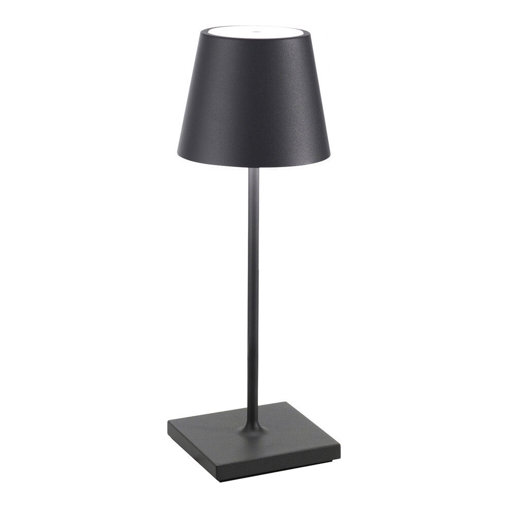 Zafferano America Poldina Pro Mini 11 7/8" Dark Gray Cordless Rechargeable Table Lamp - 6/Case