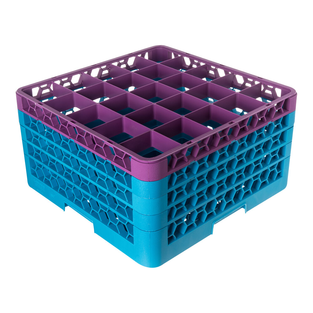 Carlisle RG25-4C414 OptiClean 25 Compartment Lavender Color-Coded Glass Rack with 4 Extenders