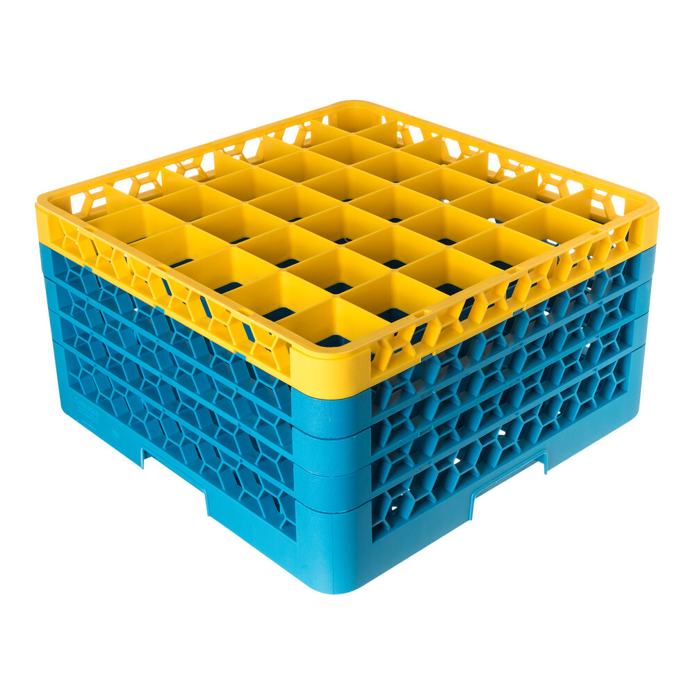 Carlisle RG36-4C411 OptiClean 36 Compartment Yellow Color-Coded Glass Rack with 4 Extenders