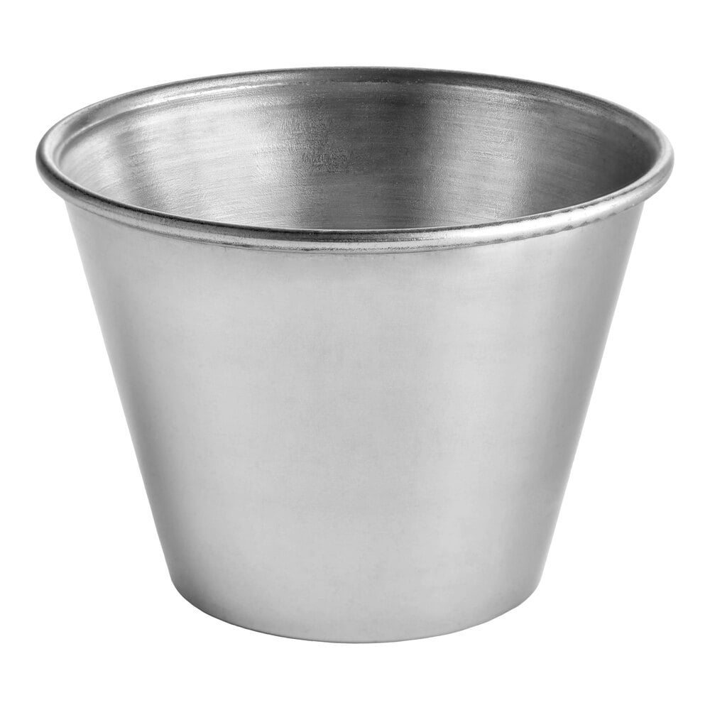 Choice 2.5 oz. Smooth Stainless Steel Round Sauce Cup - 12/Pack