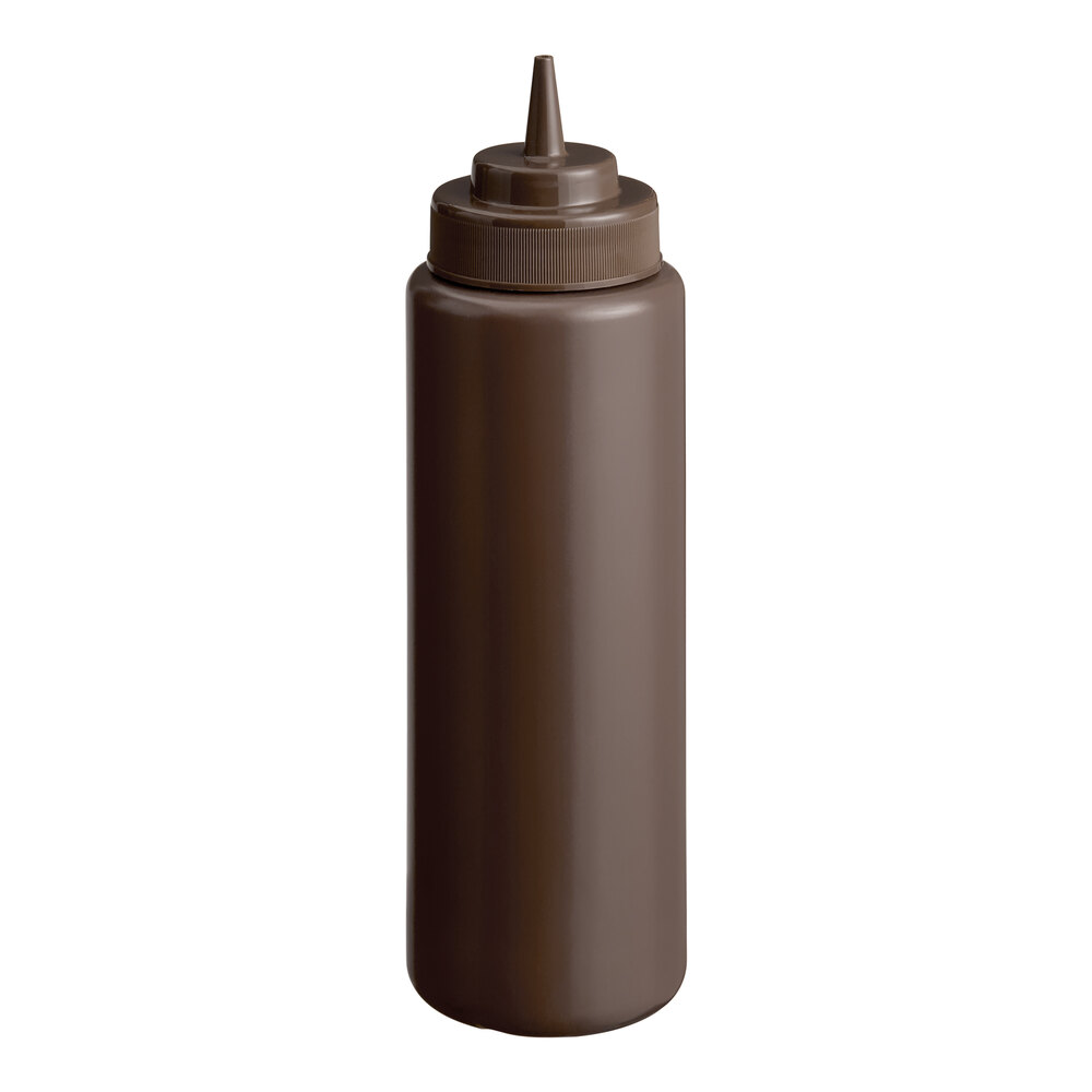 Choice 32 oz. Brown Wide Mouth Squeeze Bottle - 6/Pack