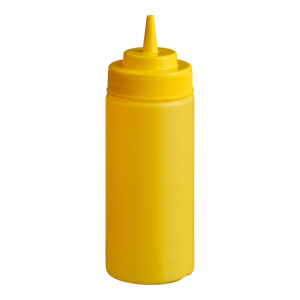 Choice 16 oz. Yellow Wide Mouth Squeeze Bottle - 6/Pack