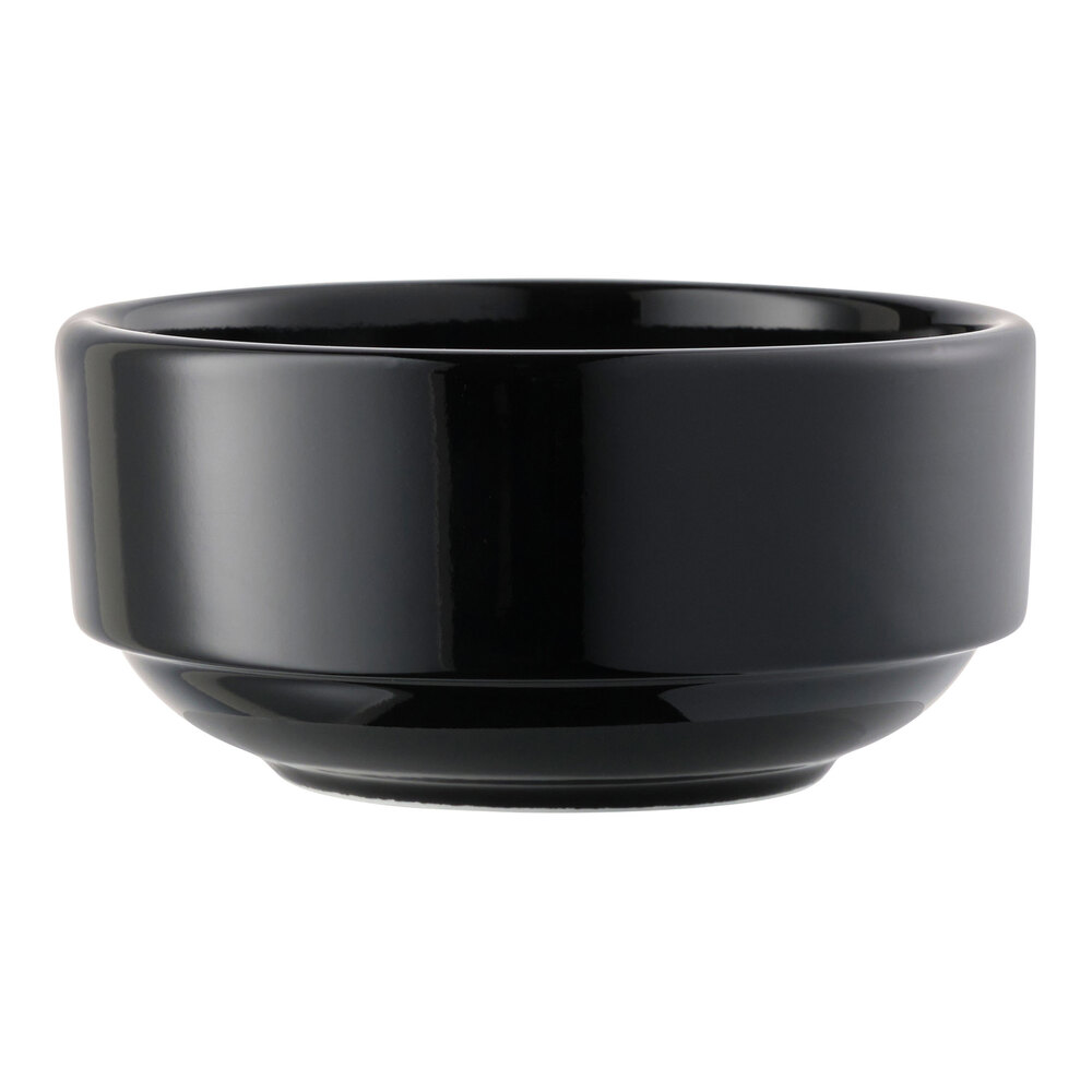 Libbey Porcelana Color 10.5 oz. Black Stackable Round Porcelain Bowl - 36/Case