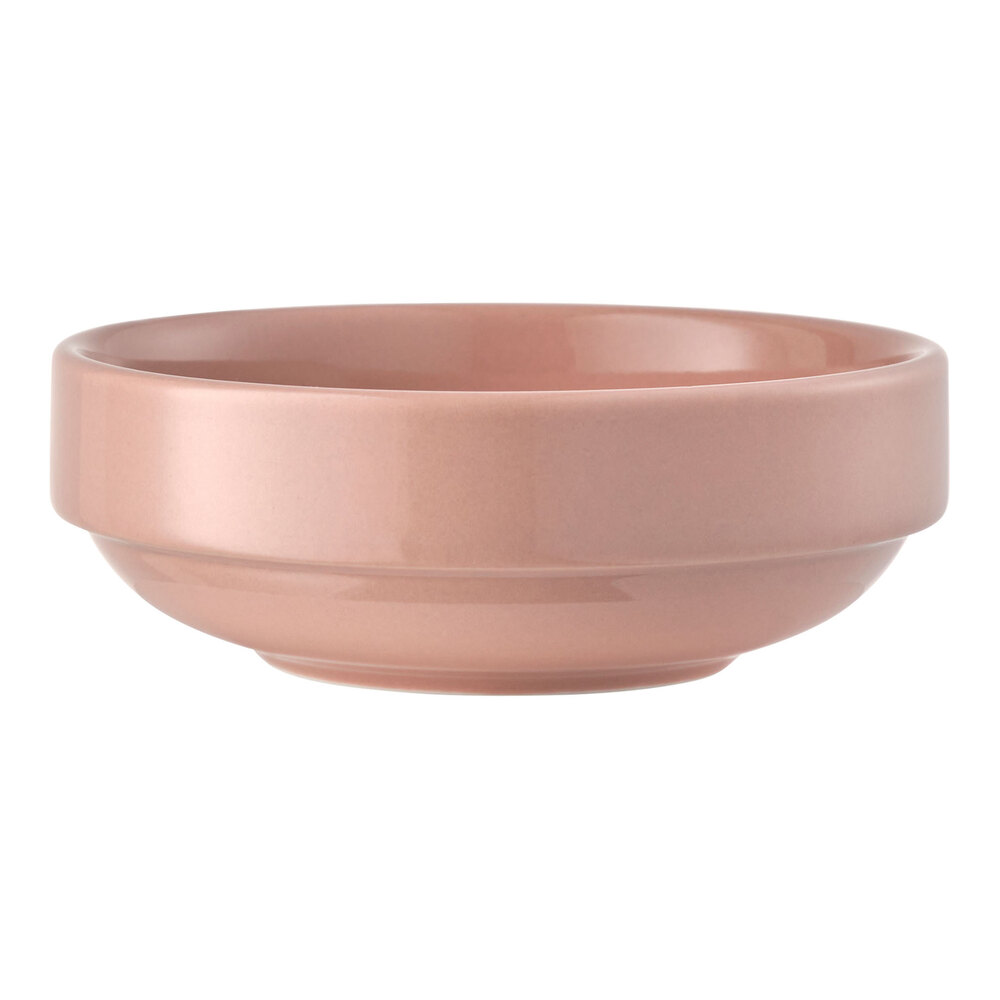 Libbey Porcelana Color 6 oz. Coral Stackable Round Porcelain Bowl - 36/Case