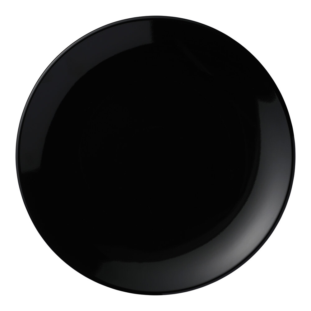 Libbey Porcelana Color 11 1/4" Black Round Porcelain Coupe Plate - 12/Case