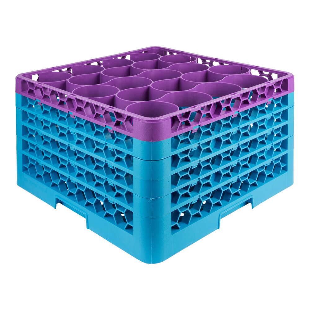Carlisle RW20-4C414 OptiClean NeWave 20 Compartment Lavender Color-Coded Glass Rack with 5 Extenders