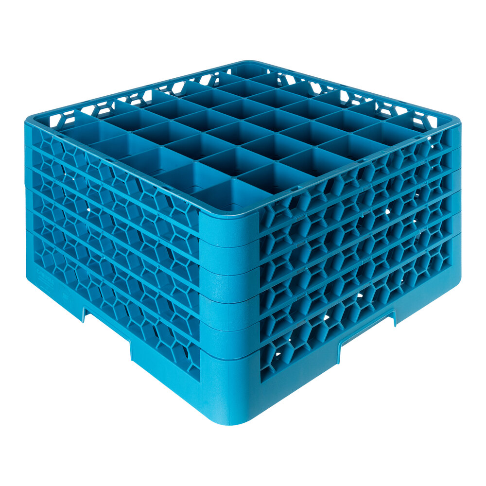 Carlisle RG36-514 OptiClean 36 Compartment Blue Glass Rack with 5 Extenders