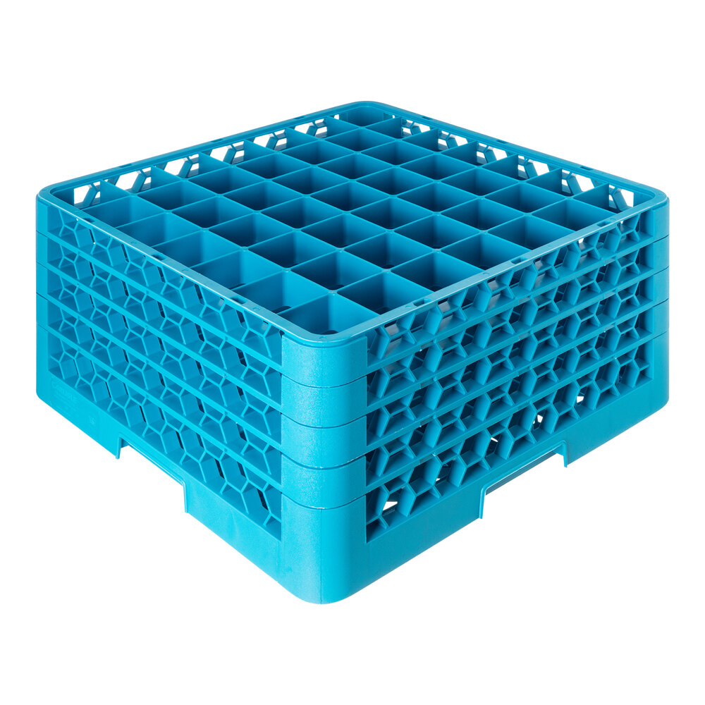 Carlisle RG49-414 OptiClean 49 Compartment Blue Glass Rack with 4 Extenders
