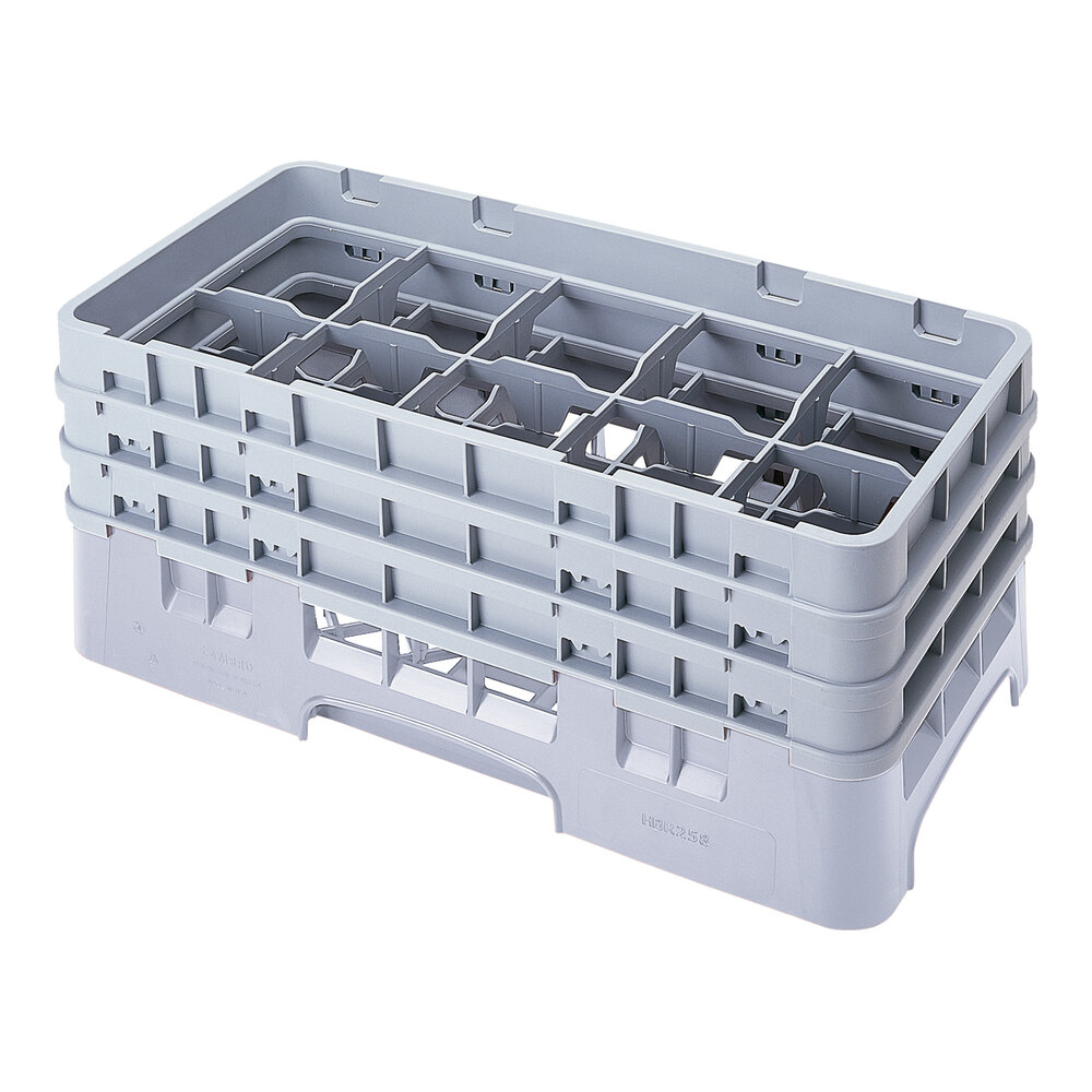 Cambro 10HS638151 Soft Gray Camrack Customizable 10 Compartment 6 7/8" Half Size Glass Rack