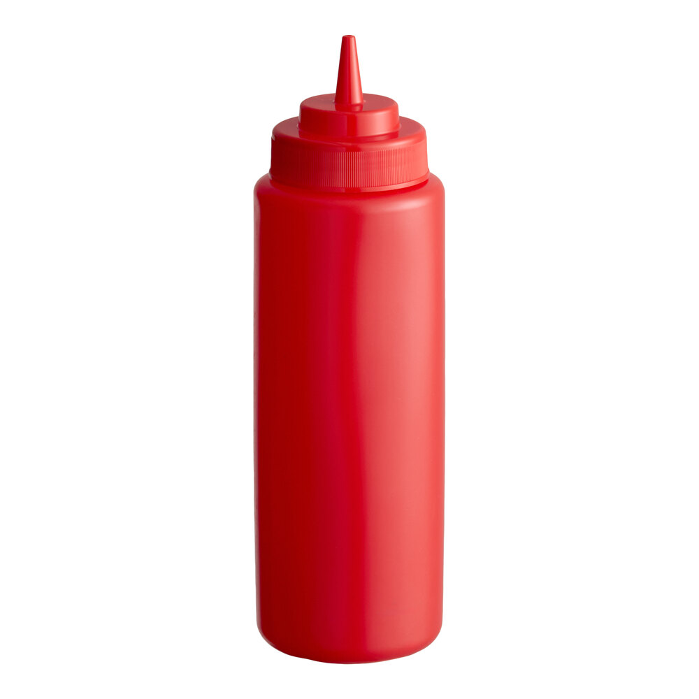 Choice 32 oz. Red Wide Mouth Squeeze Bottle - 6/Pack
