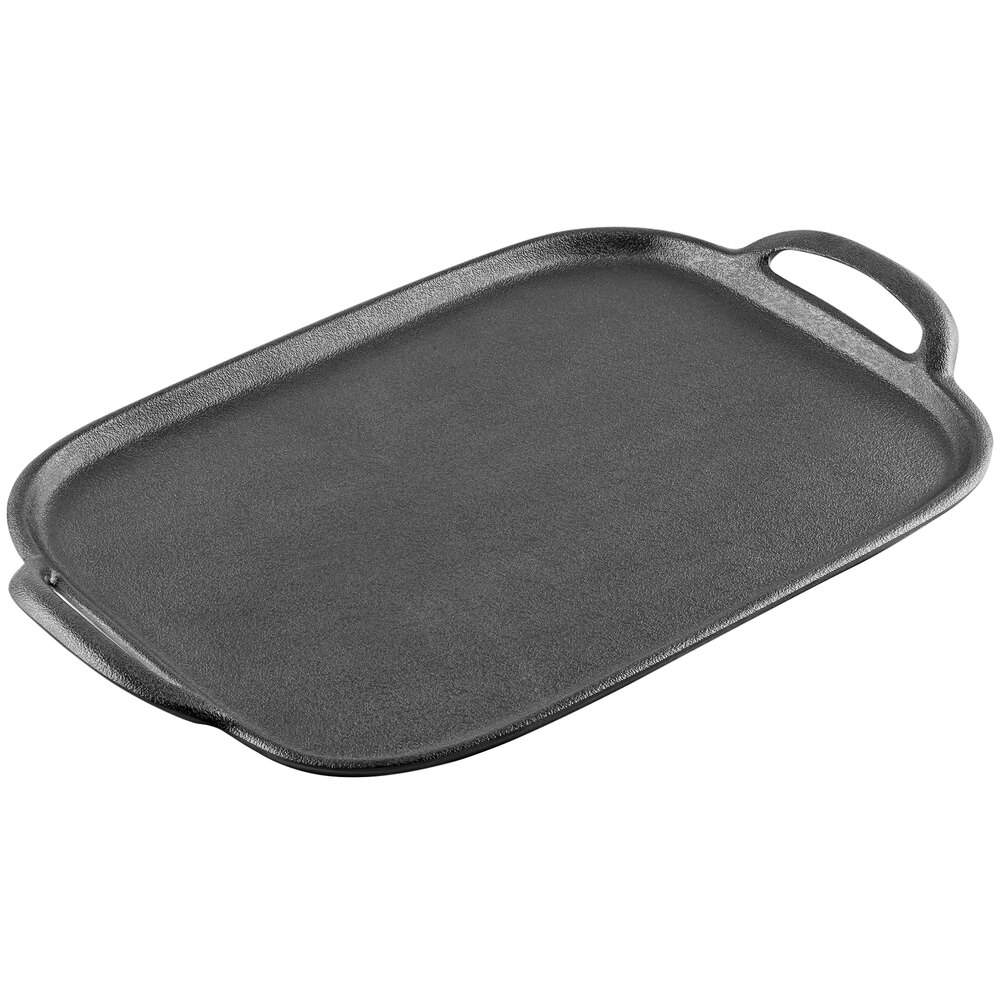 Tablecraft 20 3/8" x 13 1/4" Faux Cast Iron Matte Black Melamine Tray - 6/Case
