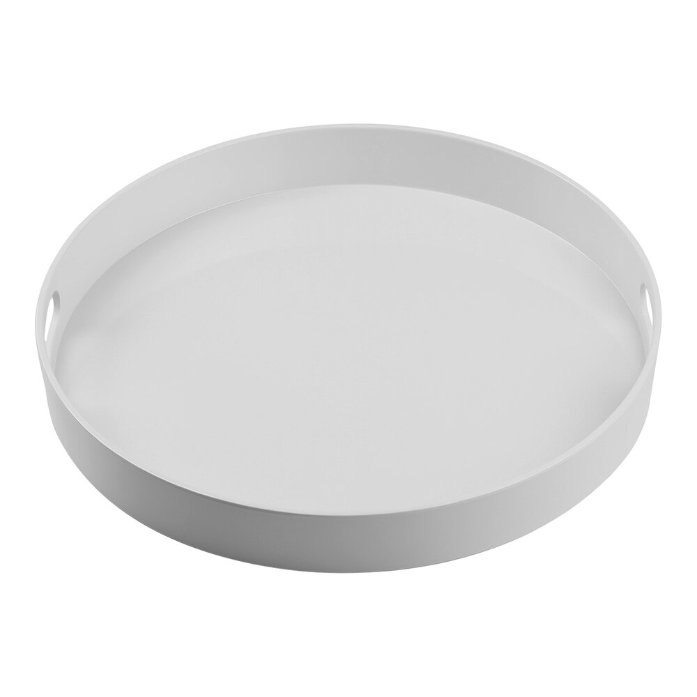 Tablecraft 15" Round White Melamine Serving Tray - 4/Case