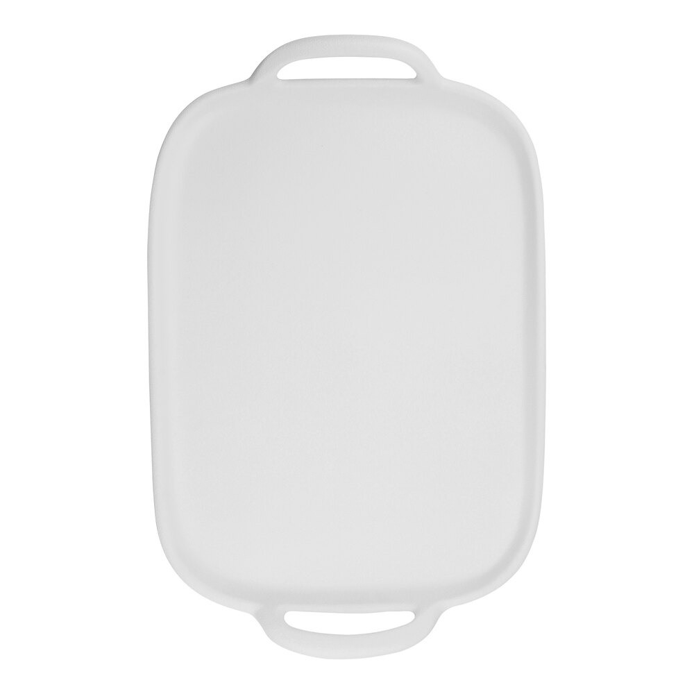 Tablecraft 20 1/4" x 14 1/4" Rectangular Faux Cast Iron White Melamine Serving Tray - 6/Case