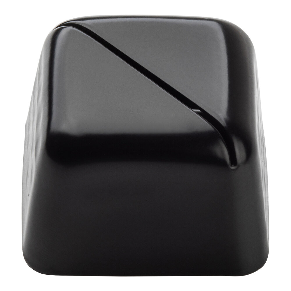 Tablecraft 2" Square Hammered Stainless Steel Card Holder with Black Finish - 24/Case