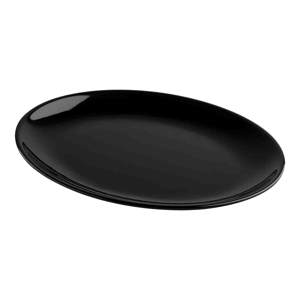 Tablecraft Sierra Collection 18" x 13 3/4" Oval Black Melamine Serving Platter - 6/Case
