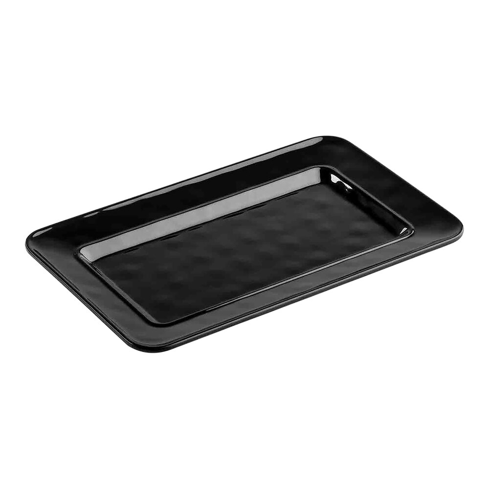 Tablecraft Ridge Collection 13" x 8" Black Rectangular Melamine Platter - 6/Case
