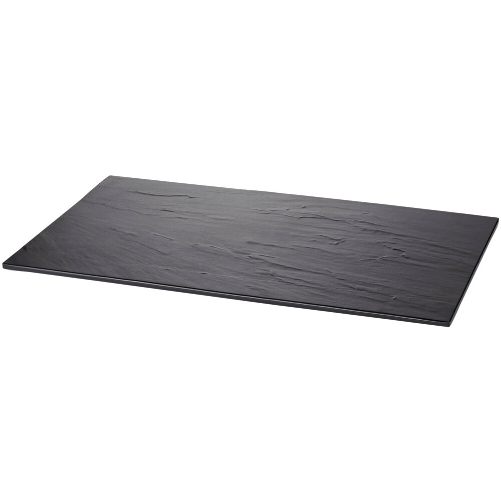 Tablecraft Frostone 20 3/4" x 12 3/4" Black Melamine Rectangular Tray - 6/Case
