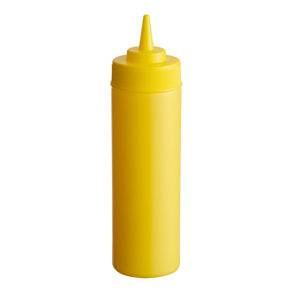 Choice 12 oz. Yellow Wide Mouth Squeeze Bottle - 6/Pack