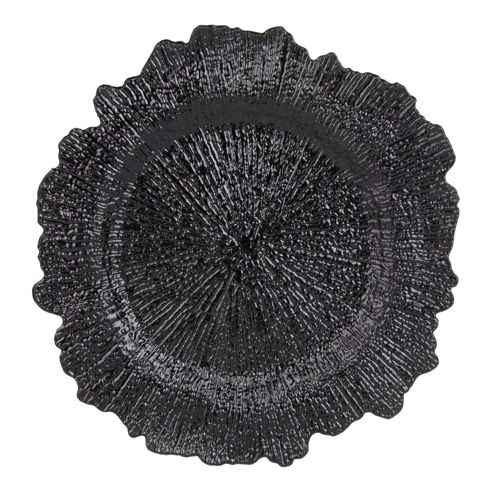 10 Strawberry Street 13" Round Sponge Black Acrylic Charger Plate - 24/Case