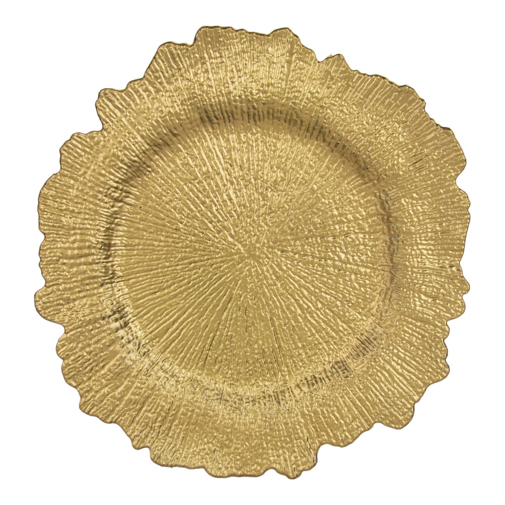10 Strawberry Street 13" Round Sponge Gold Acrylic Charger Plate - 24/Case