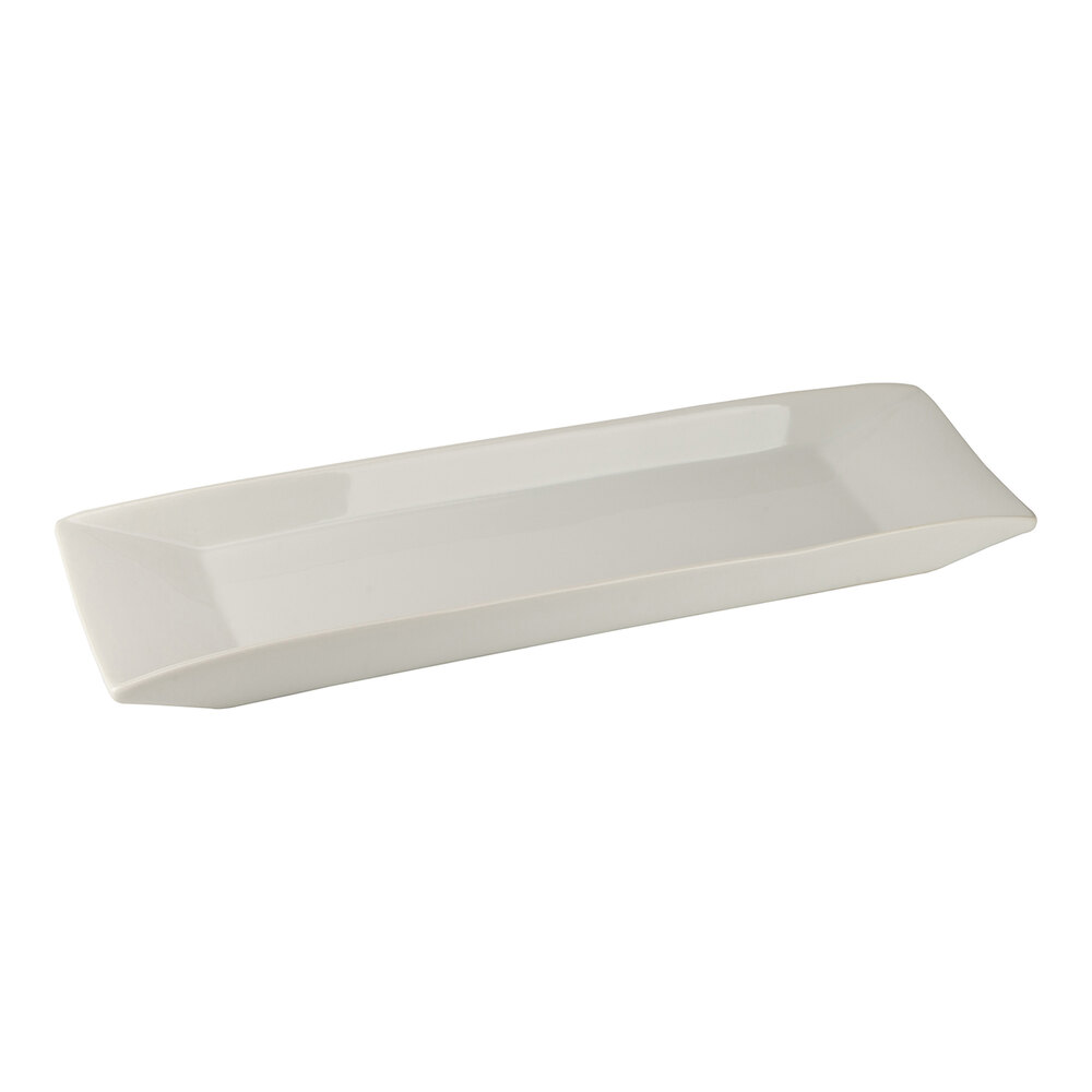 10 Strawberry Street Stella 23" x 7 1/2" Rectangular White Porcelain Serving Platter - 8/Case