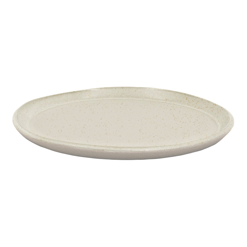 Front of the House Mezze® 7 1/2" Sesame Two-Tone Round Porcelain Plate - 12/Case