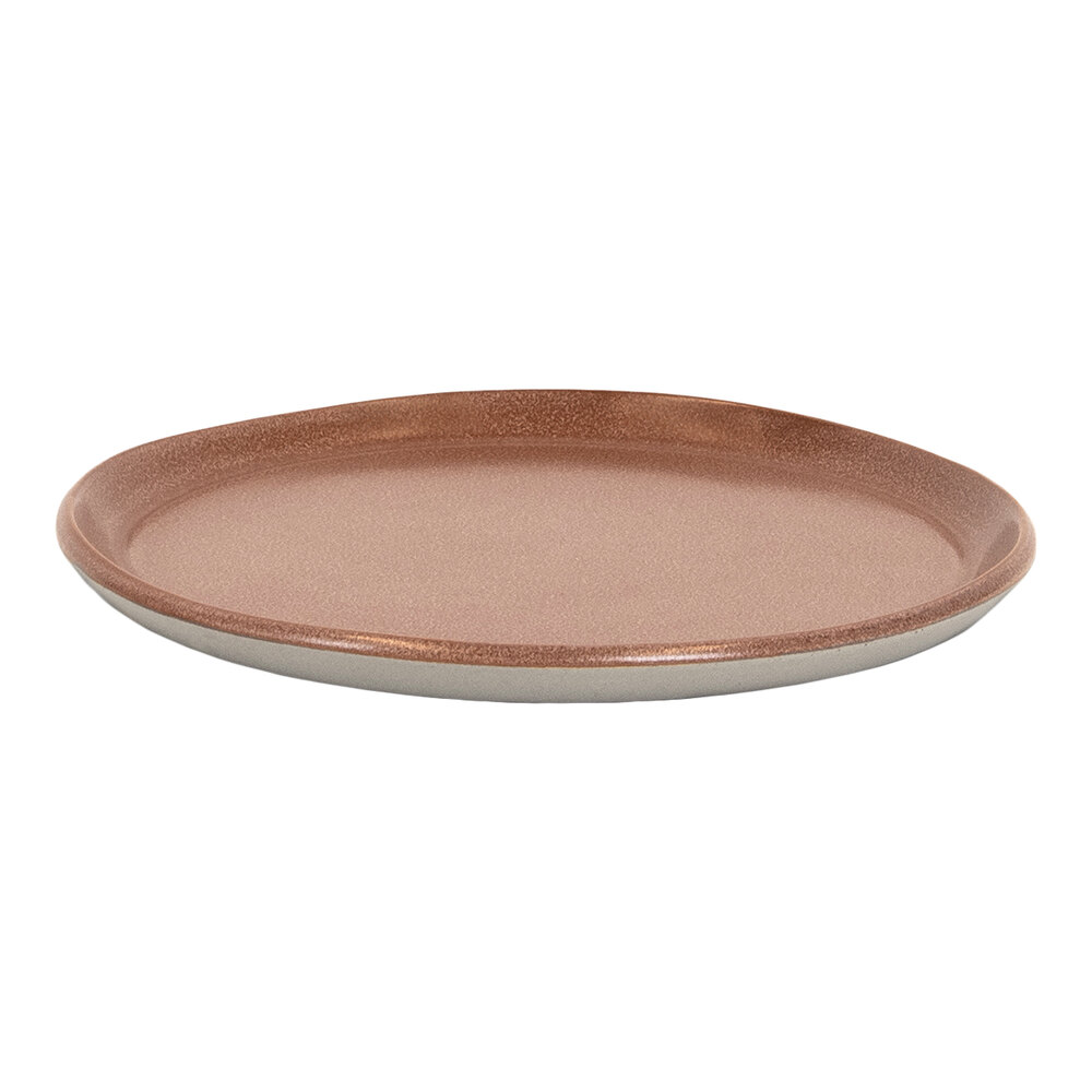 Front of the House Mezze® 7 1/2" Cinnamon Two-Tone Round Porcelain Plate - 12/Case