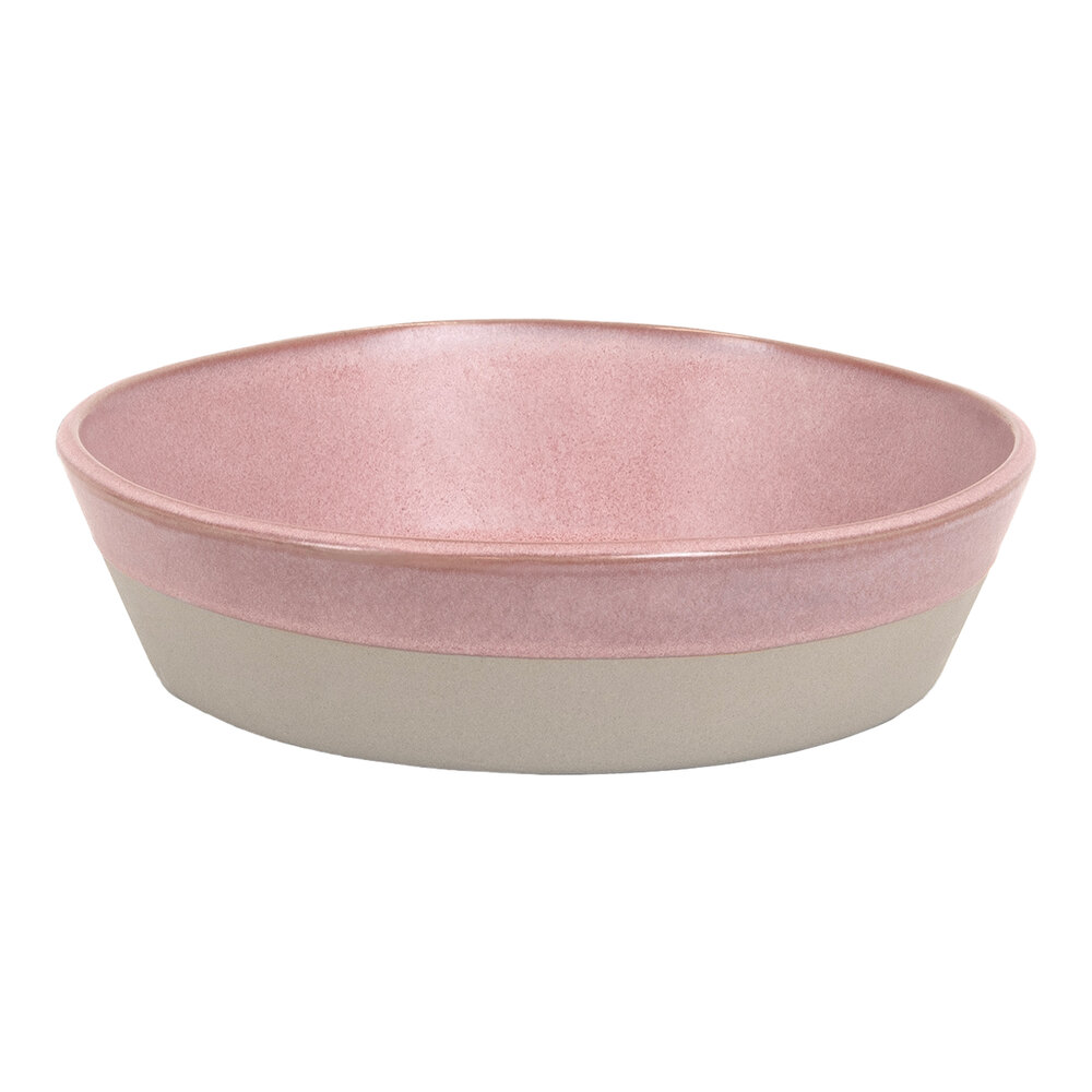 Front of the House Mezze® 48 oz. Guava Two-Tone Round Porcelain Bowl - 4/Case