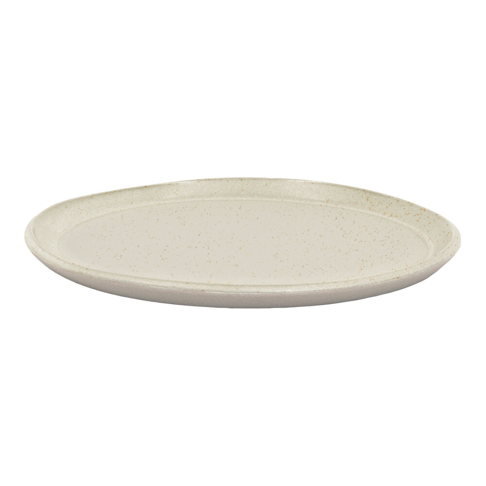 Front of the House Mezze® 11" Sesame Two-Tone Round Porcelain Plate - 4/Case