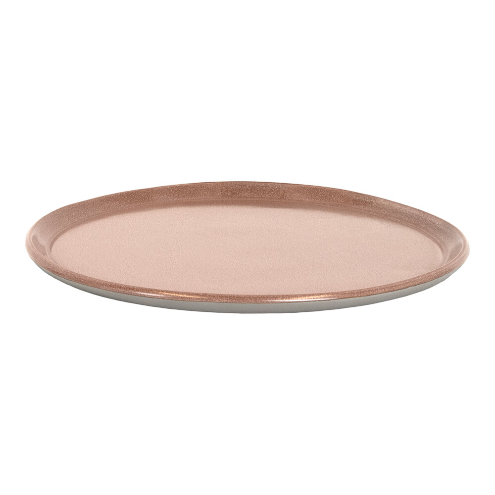 Front of the House Mezze® 11" Cinnamon Two-Tone Round Porcelain Plate - 4/Case