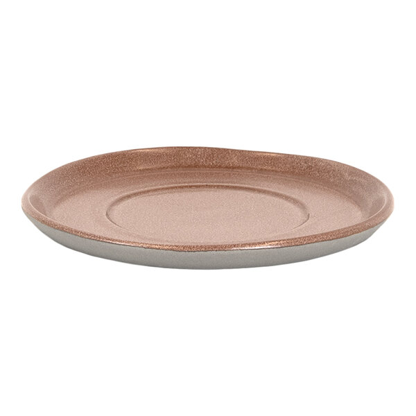 Front of the House Mezze® 6" Cinnamon Two-Tone Round Porcelain Saucer - 12/Case
