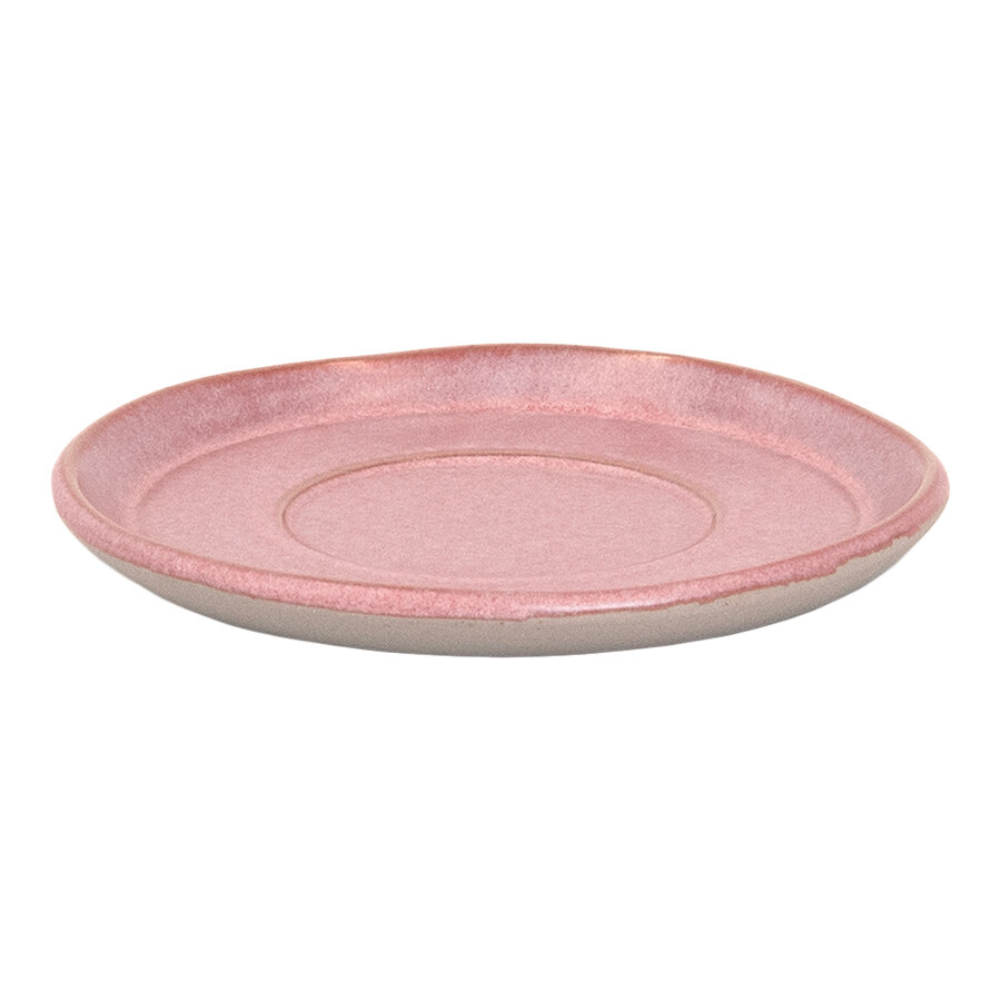 Front of the House Mezze® 6" Guava Two-Tone Round Porcelain Saucer - 12/Case