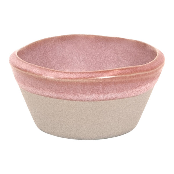 Front of the House Mezze® 3 oz. Guava Two-Tone Round Porcelain Ramekin - 12/Case