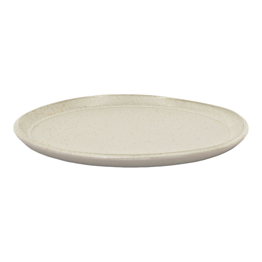 Front of the House Mezze® 9" Sesame Two-Tone Round Porcelain Plate - 6/Case