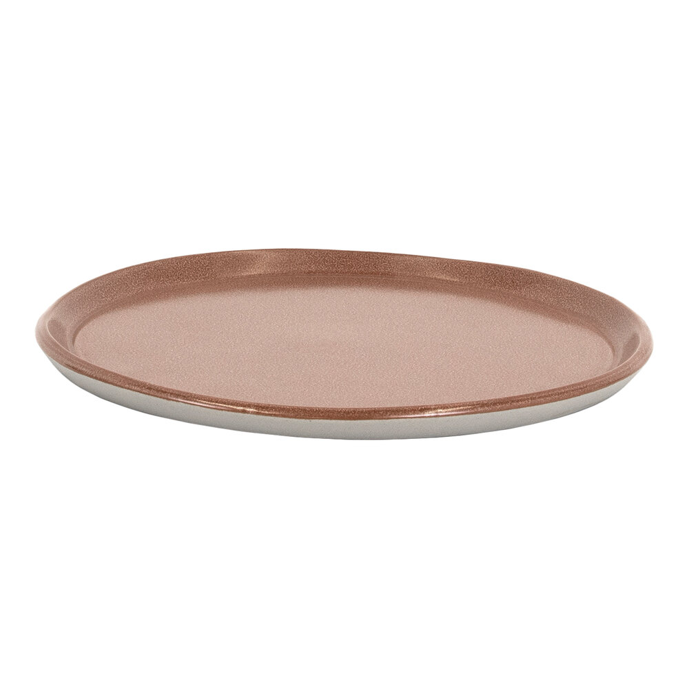 Front of the House Mezze® 9" Cinnamon Two-Tone Round Porcelain Plate - 6/Case