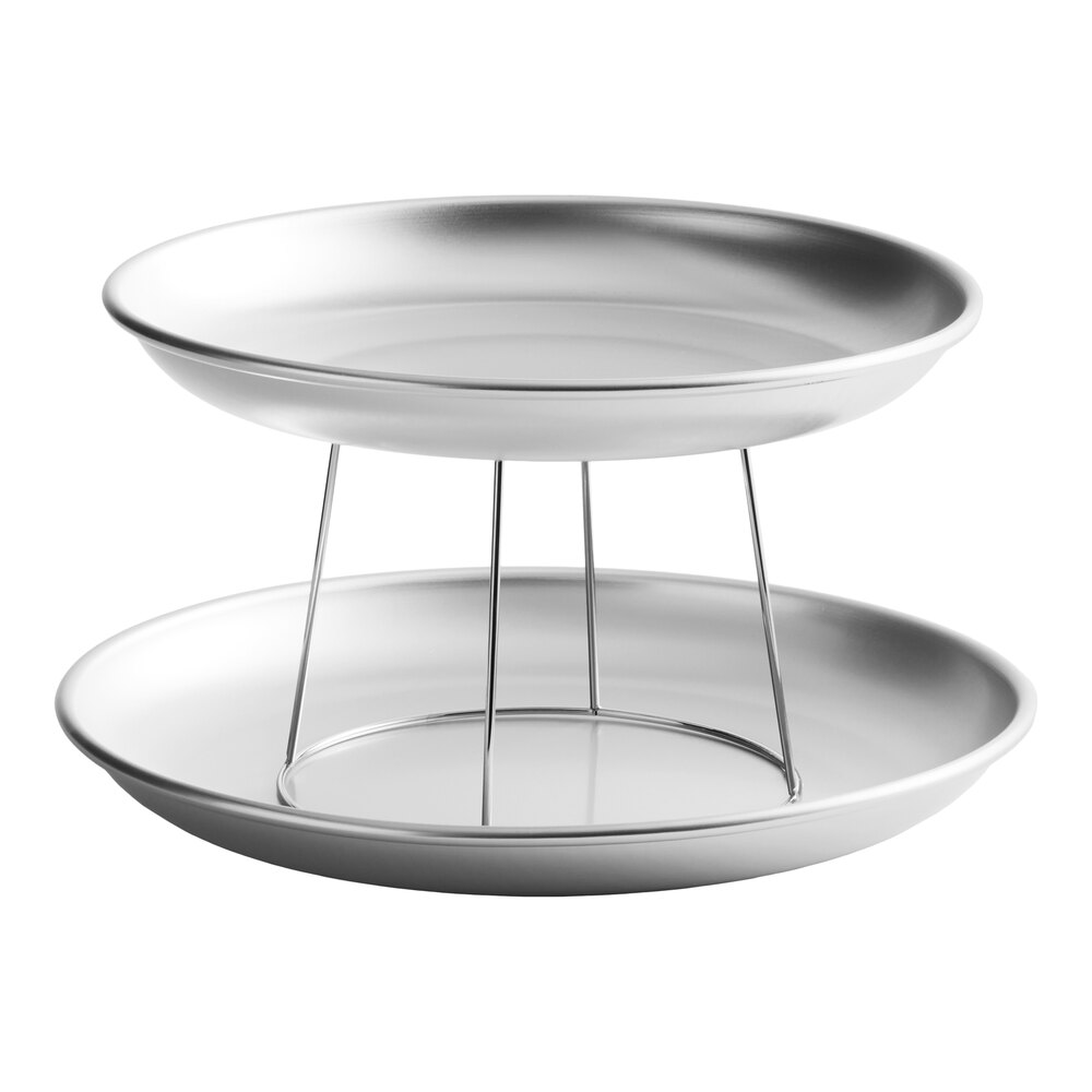Choice 2-Tier Seafood Tower Set with Large Aluminum Trays and Stand