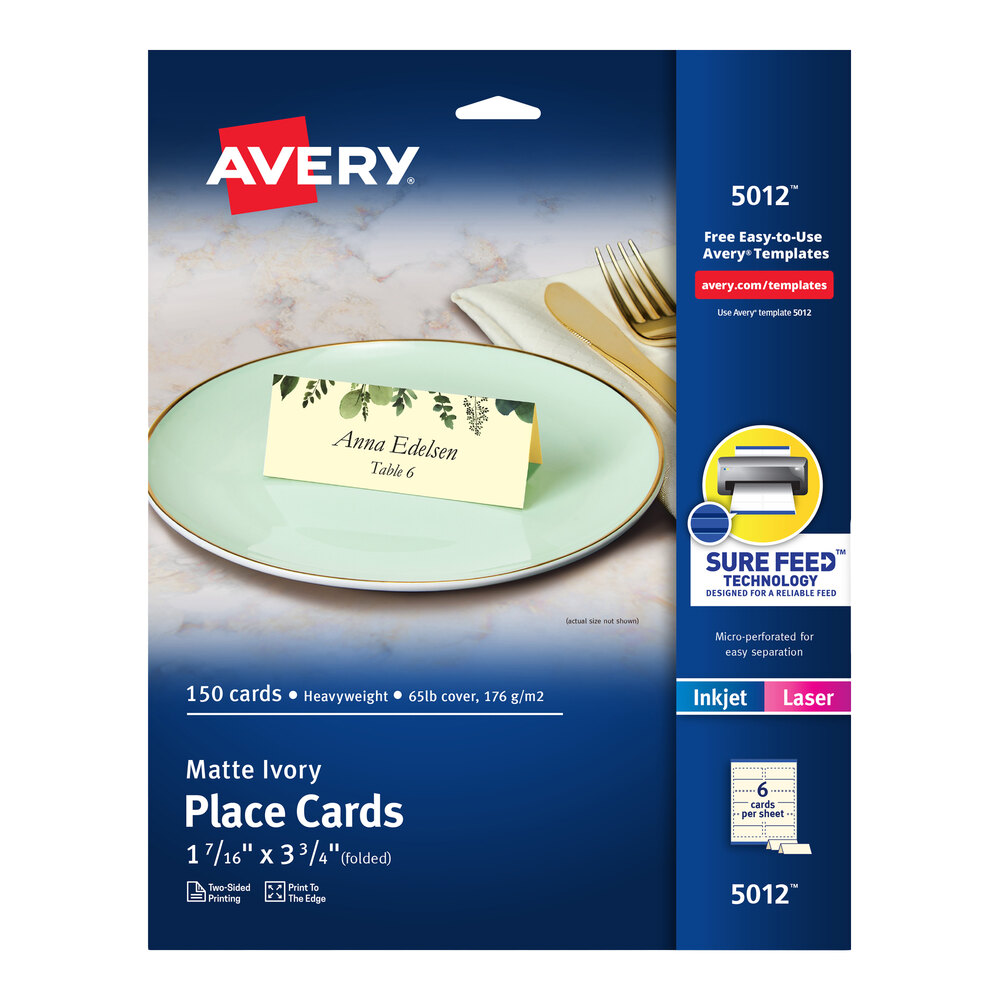 Avery® 5012 1 7/16" x 3 3/4" Ivory Textured Tent Cards - 150/Pack