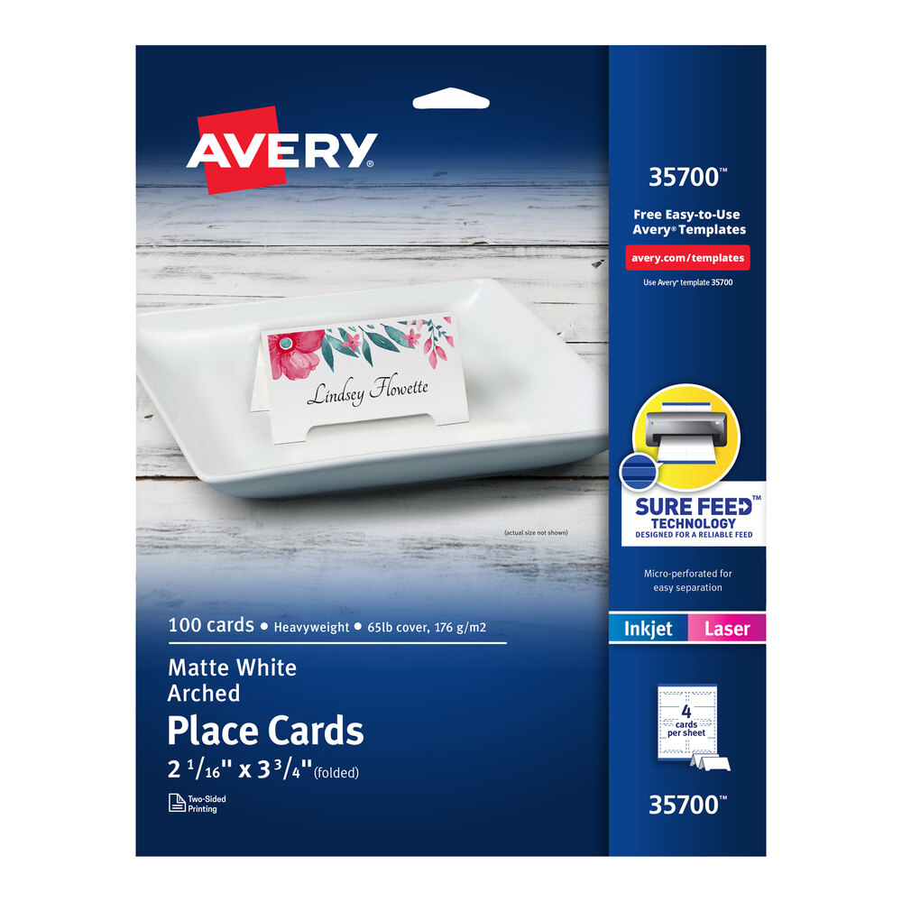 Avery® 35700 2 1/16" x 3 3/4" Arched Die-Cut Tent Cards - 100/Pack