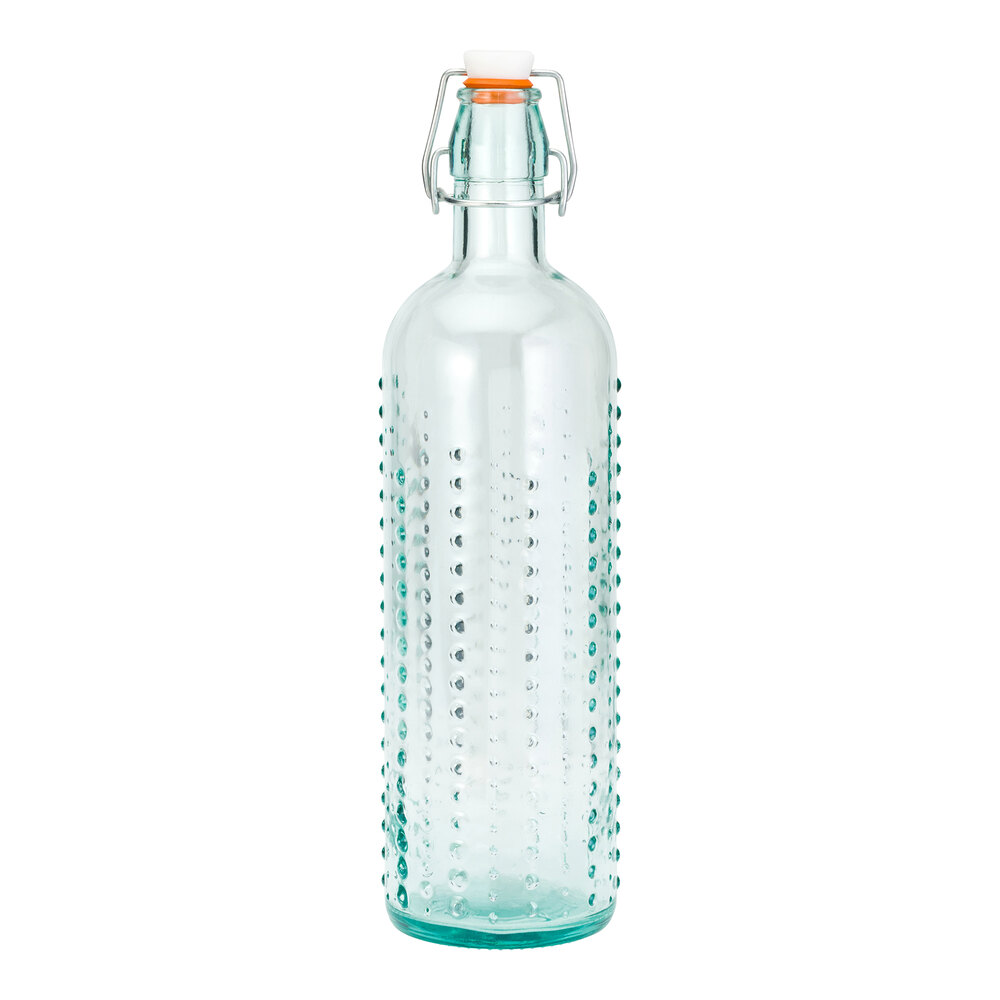 10 Strawberry Street Specialty 34 oz. Urchin Green Tinted Glass Bottle with Swing Top Lid - 6/Case