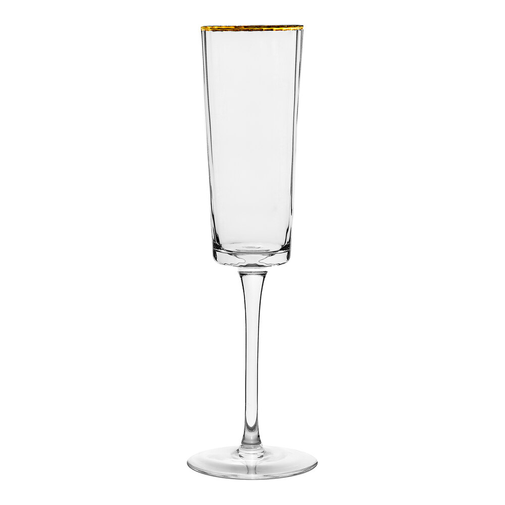 10 Strawberry Street Grace 6 oz. Gold Rimmed Flute Glass - 24/Case