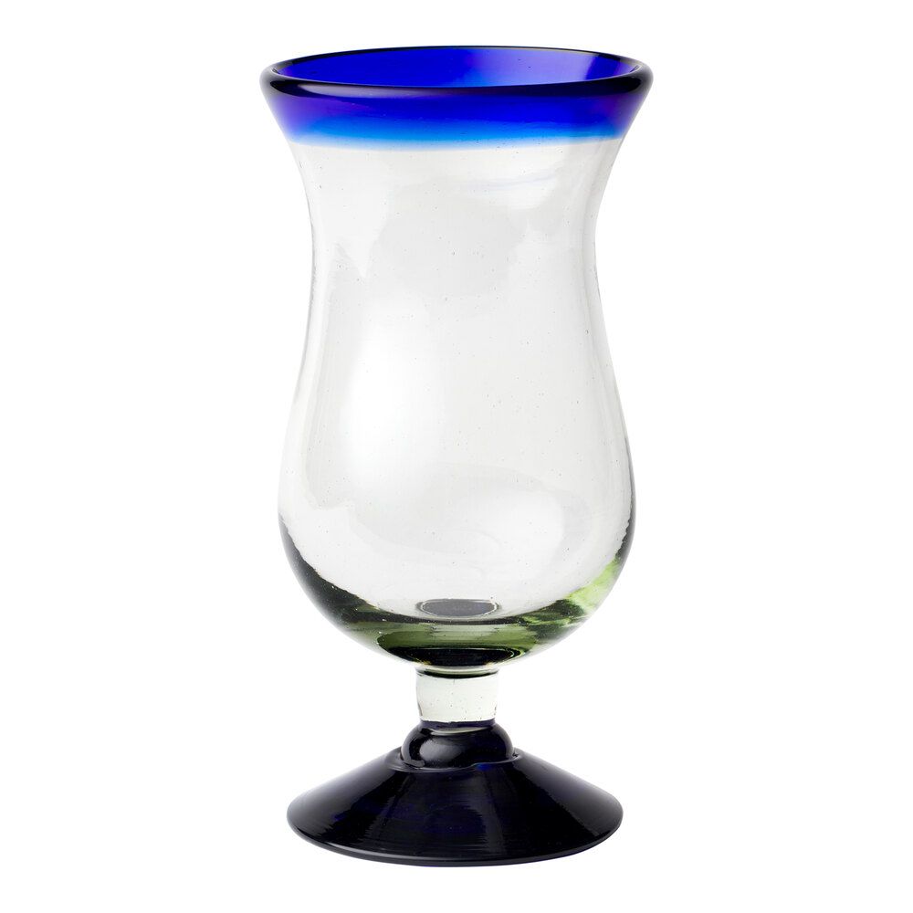 10 Strawberry Street Cobalt Rim 16 oz. Hurricane Glass - 6/Case